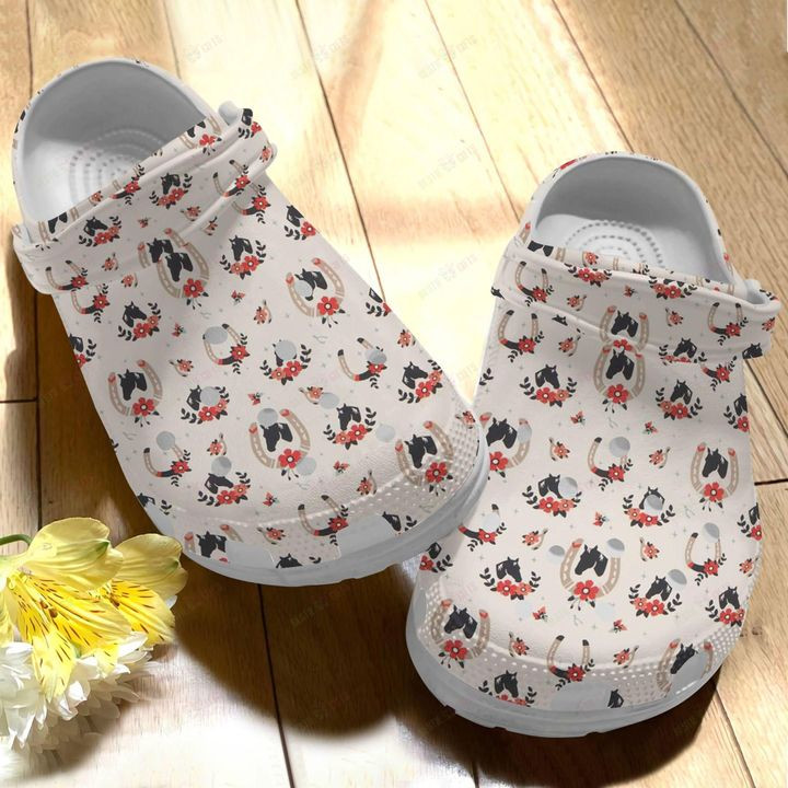 Horse Floral Horse Pattern Crocs Classic Clogs Shoes