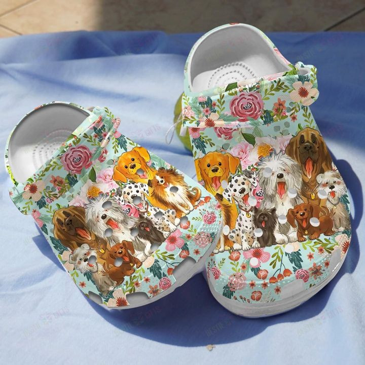 Dogs Flower Crocs Classic Clogs Shoes