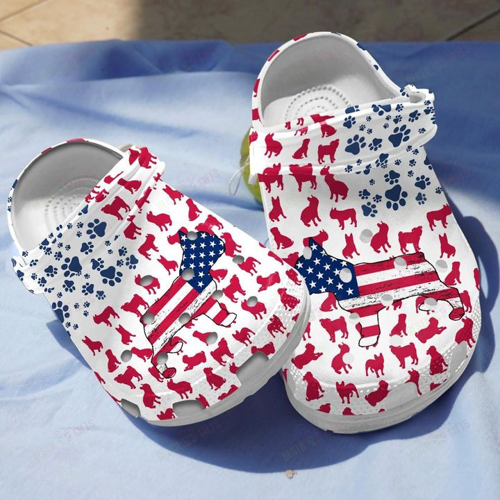 Bulldog American Flag Crocs Classic Clogs Shoes