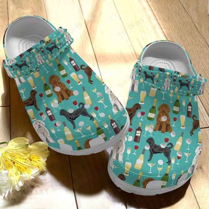 Labradoodle Whites Sole Wine Pattern Crocs Classic Clogs Shoes