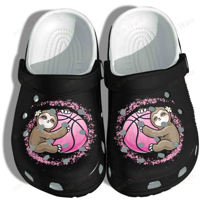 Sloth With Pink Baseball Ball Crocs Classic Clogs Shoes
