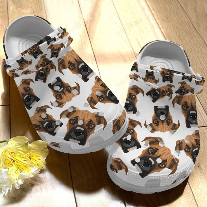 Boxer Whites Sole Lovely Boxer Dog Crocs Classic Clogs Shoes