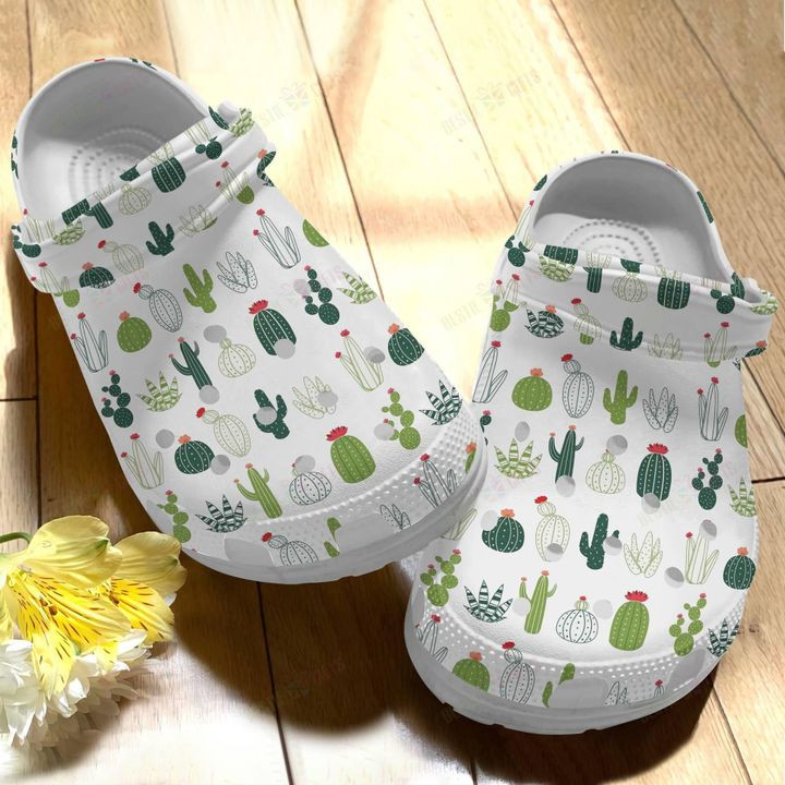 Cactus White Sole Cactus Pattern Crocs Classic Clogs Shoes