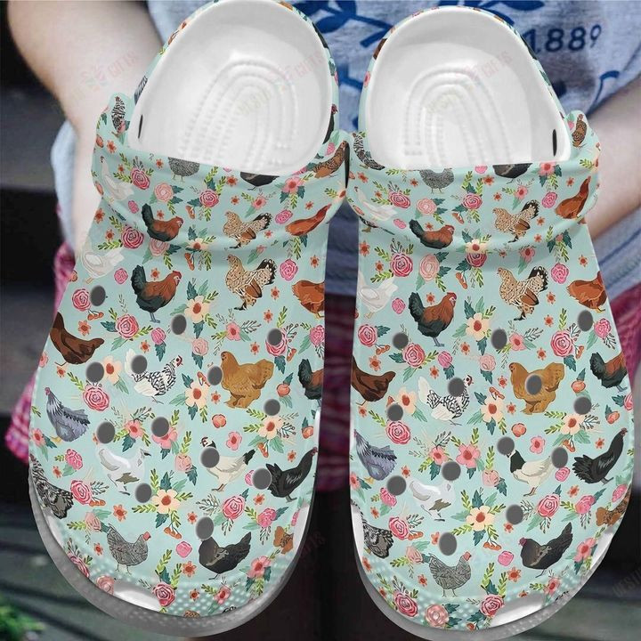 White Sole Chicken Breeds Crocs Classic Clogs Shoes