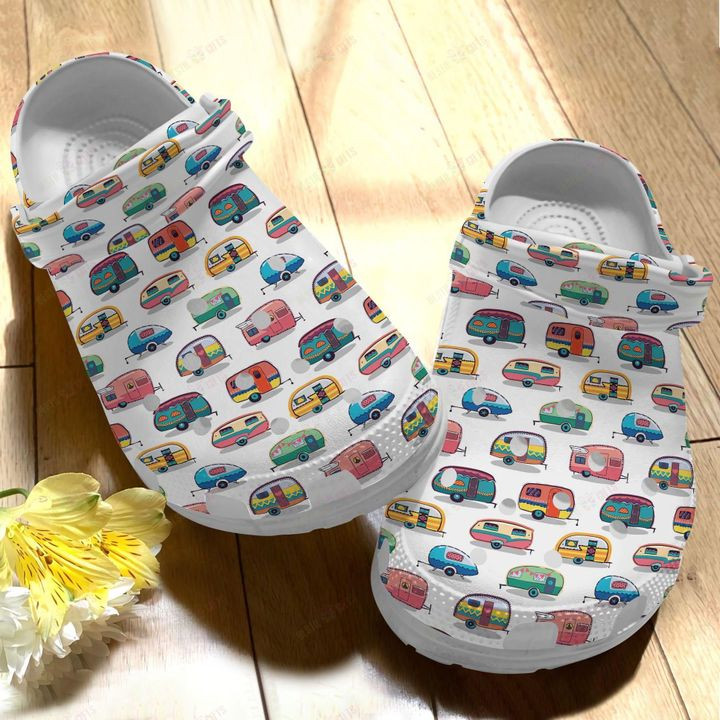 Camping White Sole Camping Pattern 3 Crocs Classic Clogs Shoes