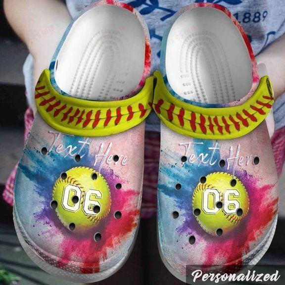 Softball Personalized White Sole Love Softball Crocs Classic Clogs Shoes