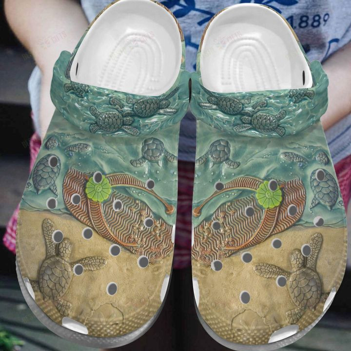 Flip Flops And Turtles Crocs Classic Clogs Shoes