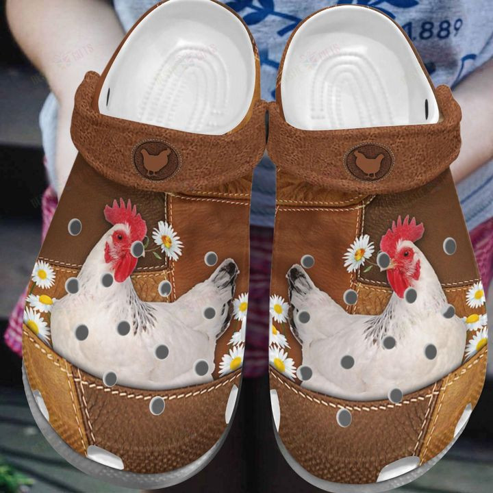 Chicken White Sole Daisy Chicken Crocs Classic Clogs Shoes