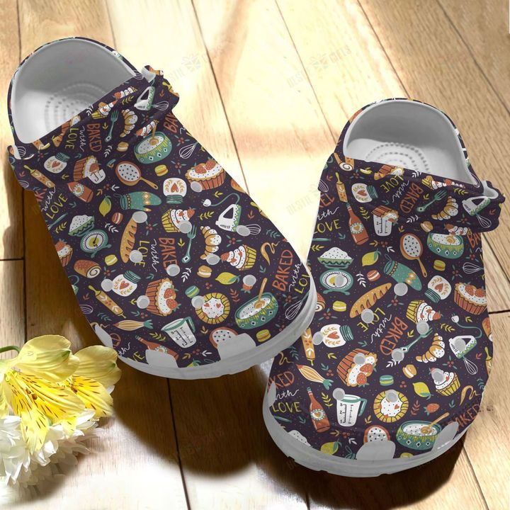 Baking Bakery Retro Pattern Crocs Classic Clogs Shoes