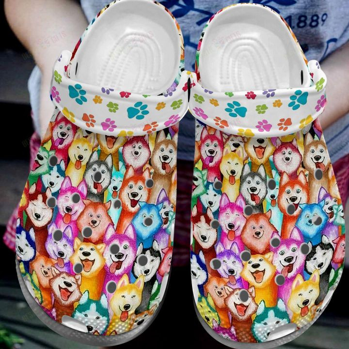 Husky Colorful Huskies Crocs Classic Clogs Shoes