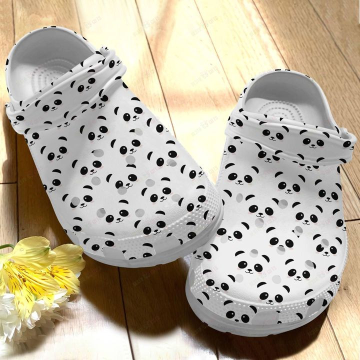 Panda White Sole Panda Face Crocs Classic Clogs Shoes