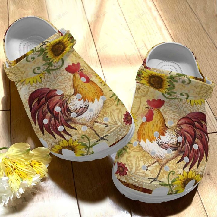 Chicken Sunflower Rooster Crocs Classic Clogs Shoes