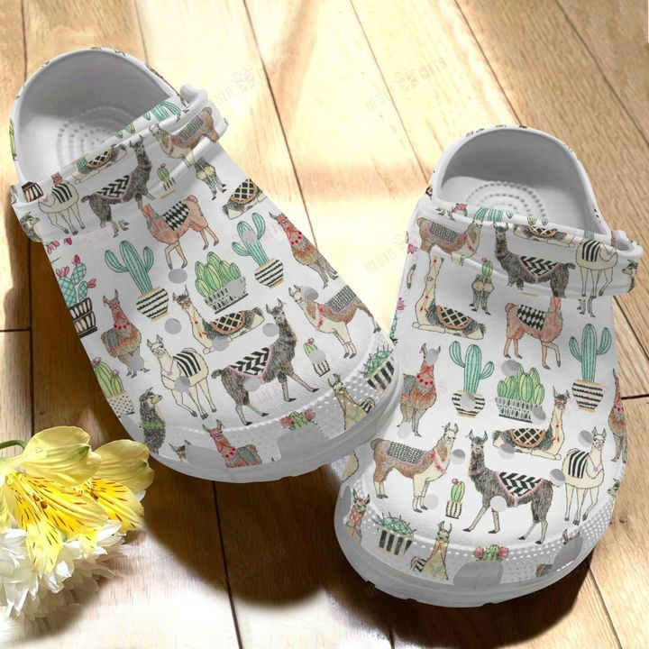 Llama White Sole Lovely Llama Crocs Classic Clogs Shoes