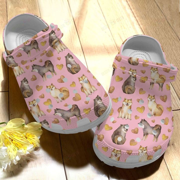 Akita Inu White Sole Cute Akita Inu Crocs Classic Clogs Shoes