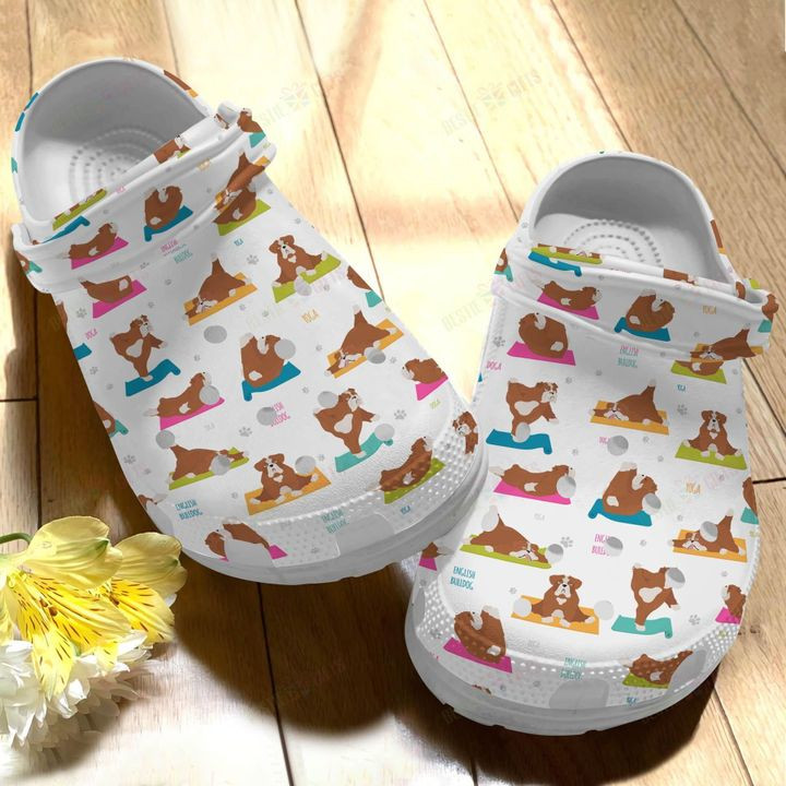 English Bulldog Yoga Dogs Poses Crocs Classic Clogs Shoes