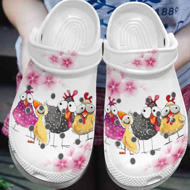 Chicken Talk White Sole Crocs Classic Clogs Shoes