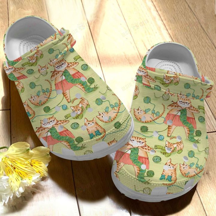 Knitting Cat Knitting Crocs Classic Clogs Shoes