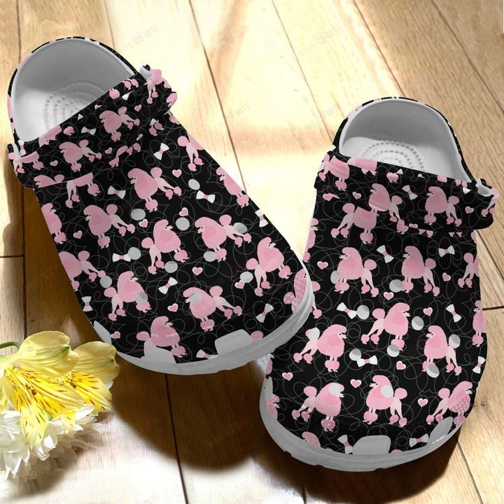 Poodle White Sole Pretty Poodle Crocs Classic Clogs Shoes