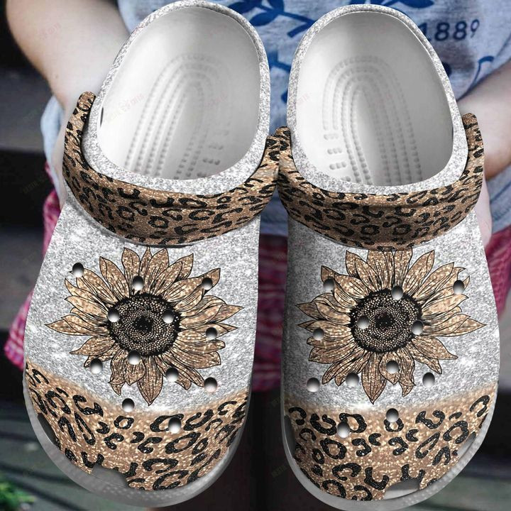 Whites Sole Sunflower Cheetah Crocs Classic Clogs Shoes