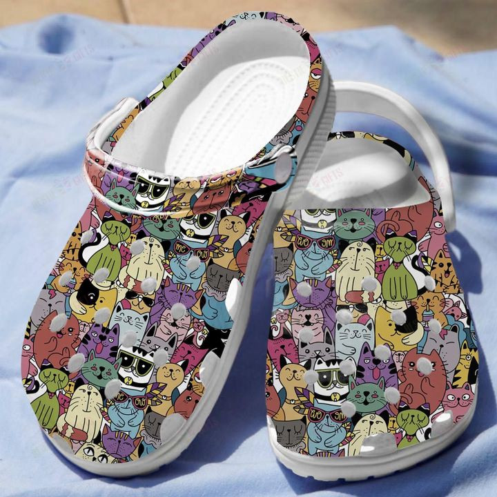 Kawaii Doodle Cats Crocs Classic Clogs Shoes