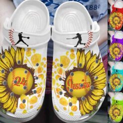 Personalized Softball White Sole Sunflower Girl Crocs Classic Clogs Shoes