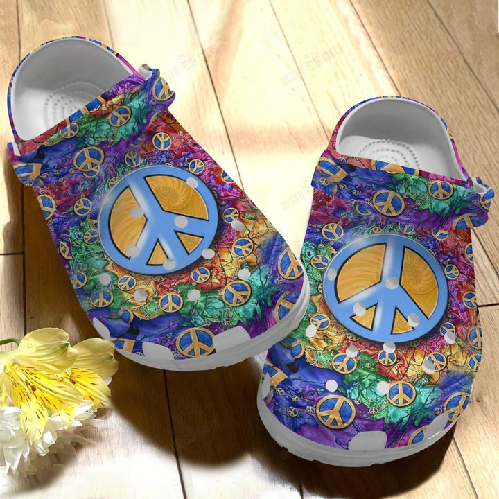 Hippie White Sole Colorful Crocs Classic Clogs Shoes