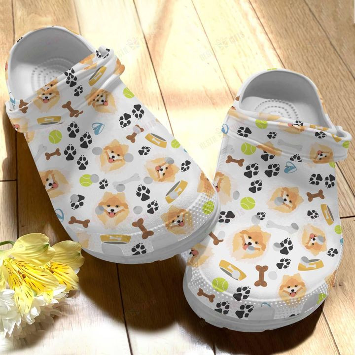 Dog Pomeranian V1 Crocs Classic Clogs Shoes