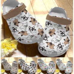 Bulldog White Sole Bulldog Pattern Collection Crocs Classic Clogs Shoes