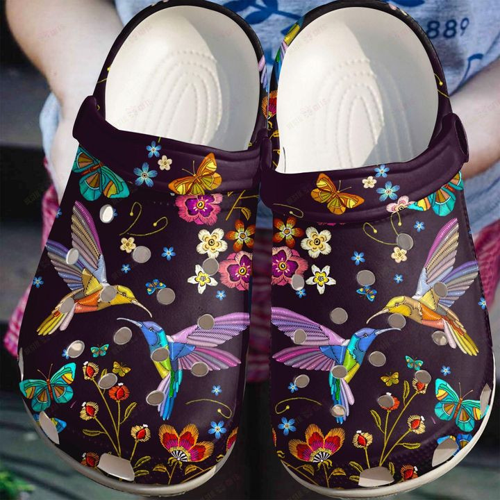 Hummingbird White Sole Spring Days Crocs Classic Clogs Shoes