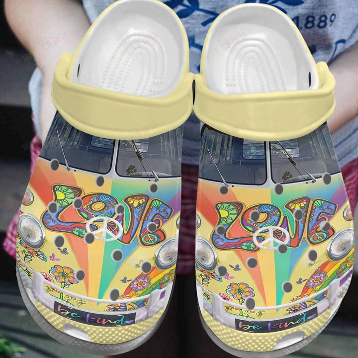 Hippie Whites Sole Hippie Van Crocs Classic Clogs Shoes