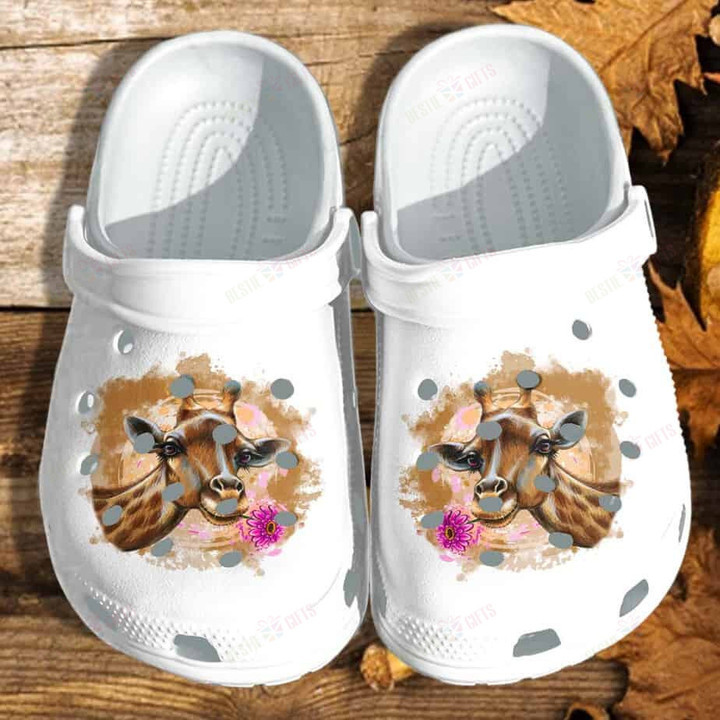 Giraffe Girl Flower Crocs Classic Clogs Shoes