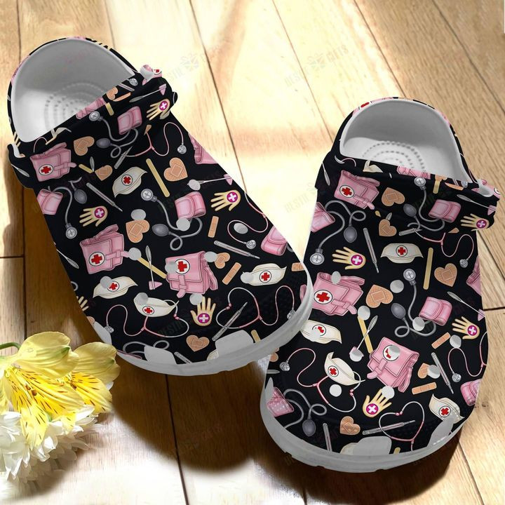 Nurse Lovely Black Crocs Classic Clogs Shoes