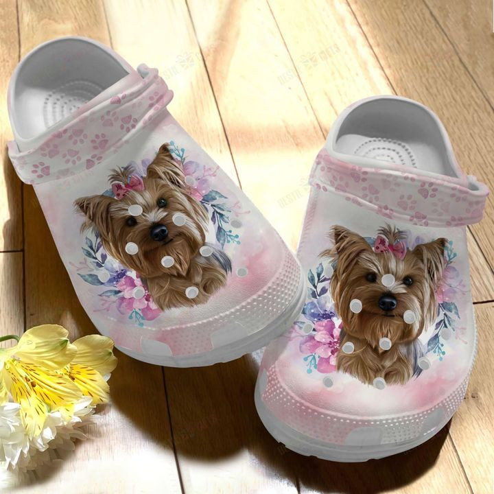 Yorkie Cute Little Yorkie Crocs Classic Clogs Shoes