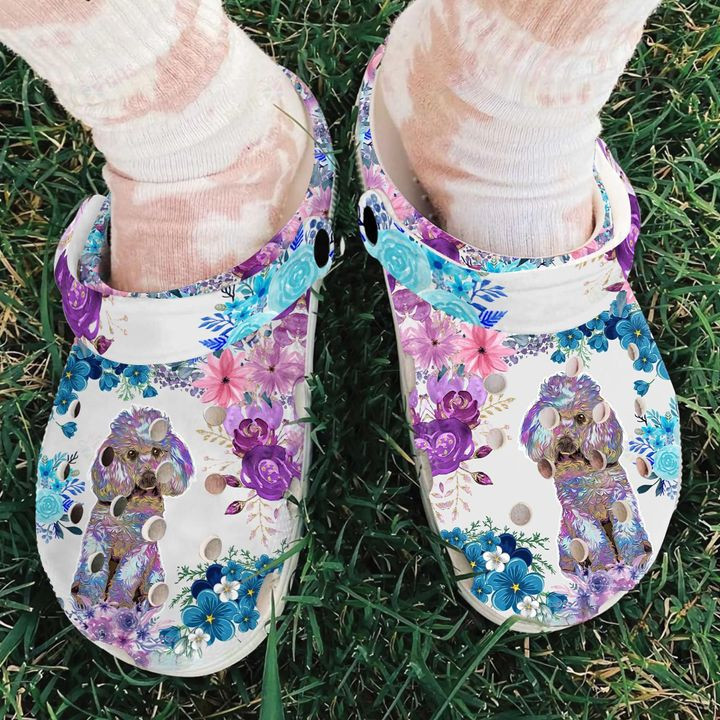 Floral Poodle Dog Crocs Classic Clogs Shoes