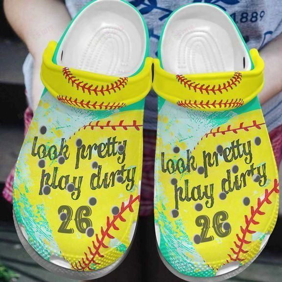 Softball Personalized White Sole Pretty Dirty Crocs Classic Clogs Shoes