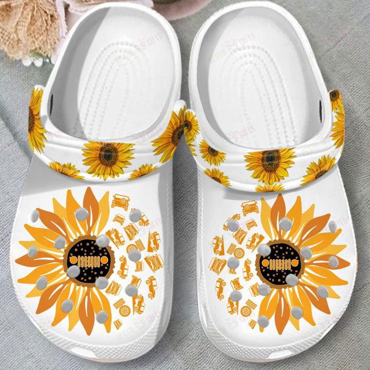 Jeep Sunflower Crocs Classic Clogs Shoes