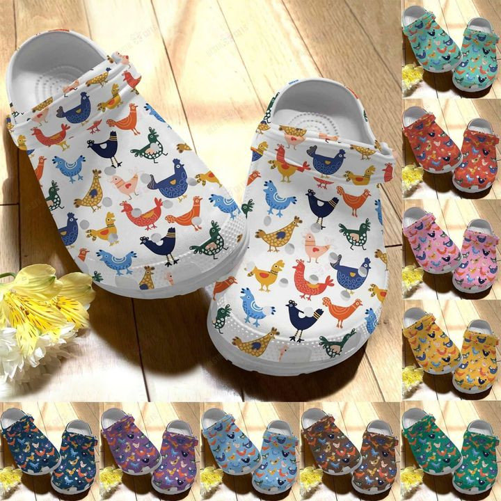 Chicken White Sole Colorful Chicken Crocs Classic Clogs Shoes