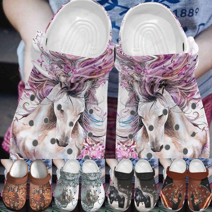 Horse White Sole Horse Collection Crocs Classic Clogs Shoes