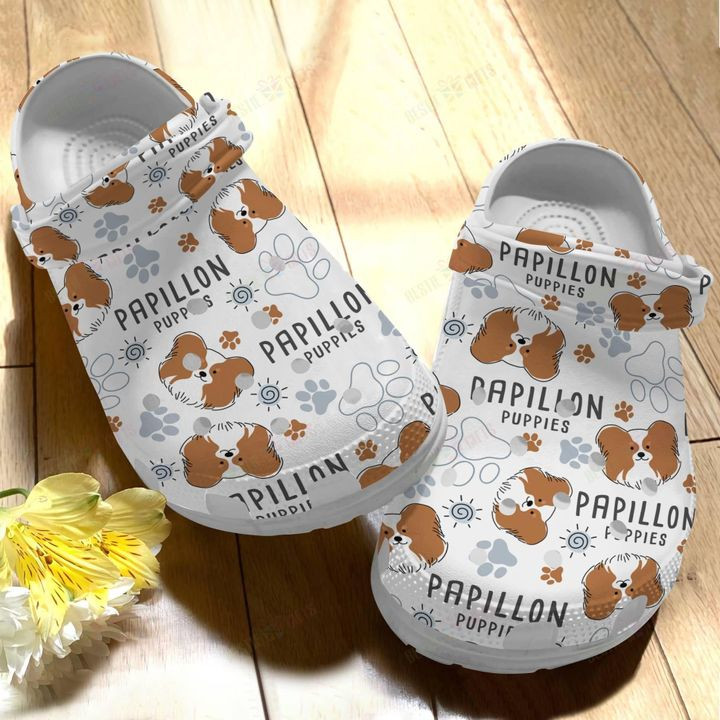 Dog Papillon V1 Crocs Classic Clogs Shoes