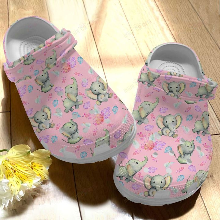 Elephant White Sole Cute Elephant V2 Crocs Classic Clogs Shoes