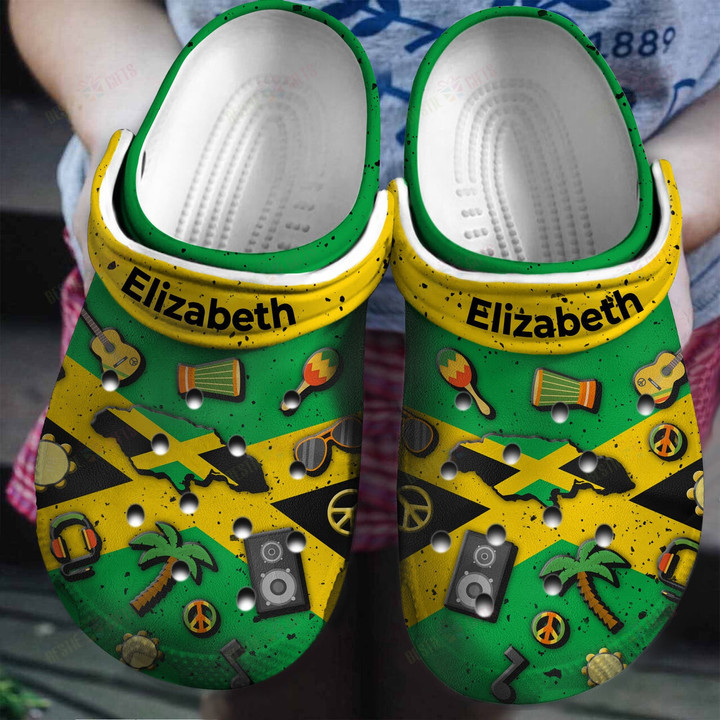 Personalized Jamaica Flag Symbols Crocs Classic Clogs Shoes