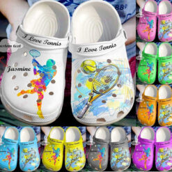 Personalized I Love Tennis Crocs Classic Clogs Shoes