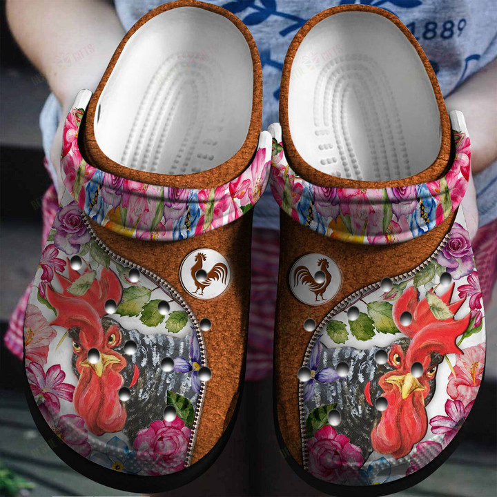 Flowers And Chicken Crocs Classic Clogs Shoes