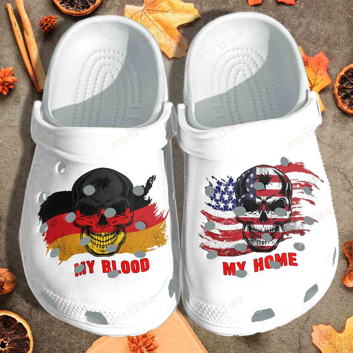 My Blood Germany My Home USA Flag Crocs Classic Clogs Shoes
