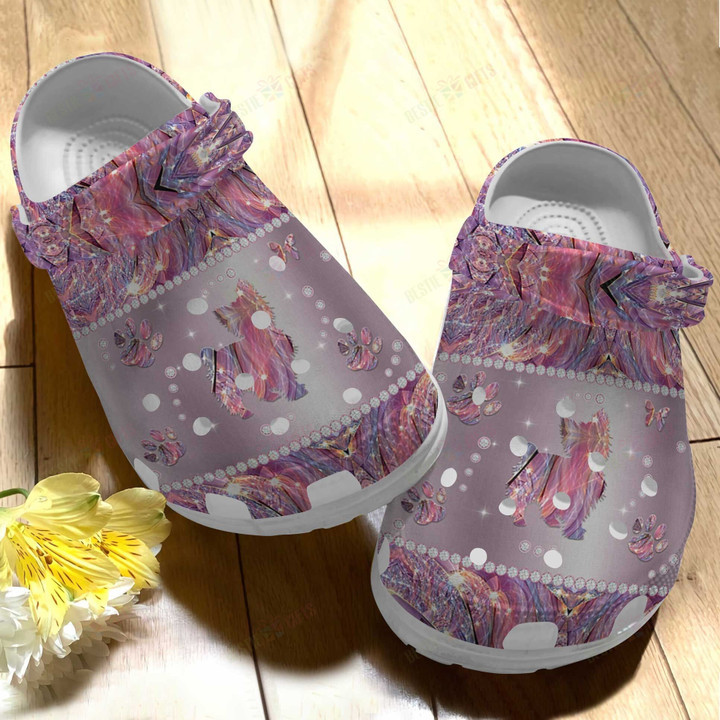 Pink Metal Yorkie Crocs Classic Clogs Shoes