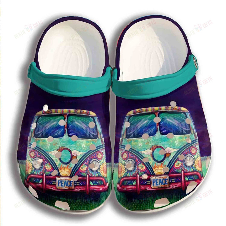 Hippie Peace Car Crocs Classic Clogs Shoes