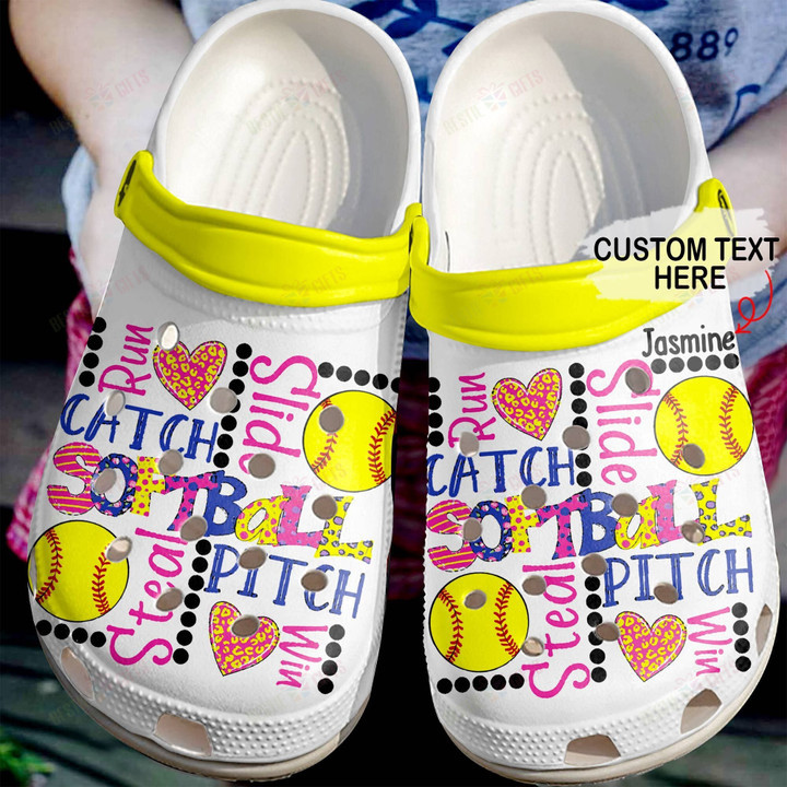 Personalized Catch And Steal Softball Crocs Classic Clogs Shoes