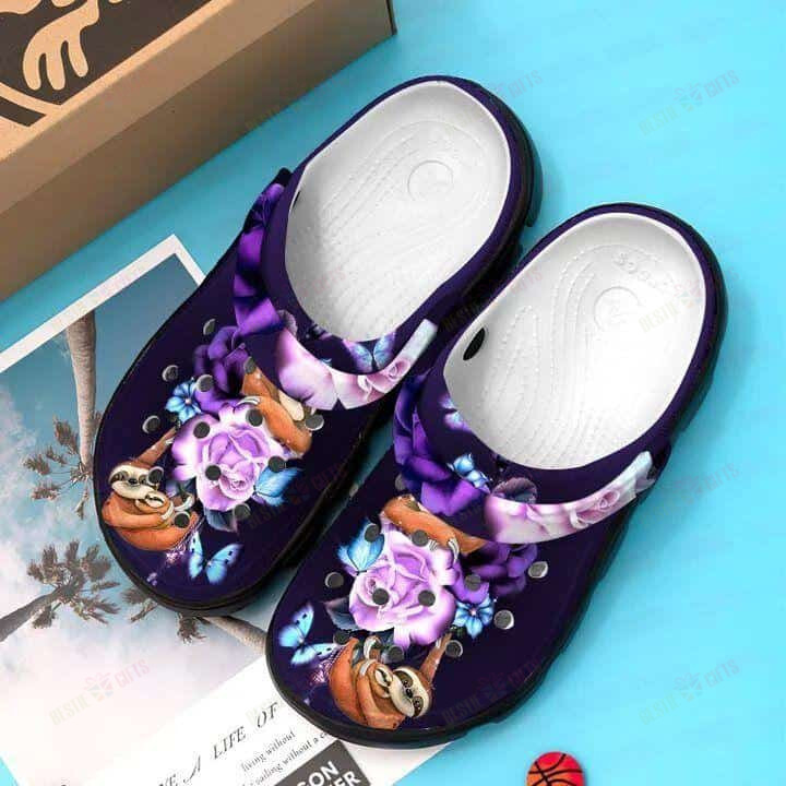 Flower Sloth Crocs Classic Clogs Shoes