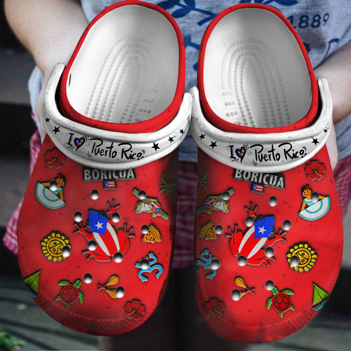 I Love Puerto Rico Crocs Classic Clogs Shoes