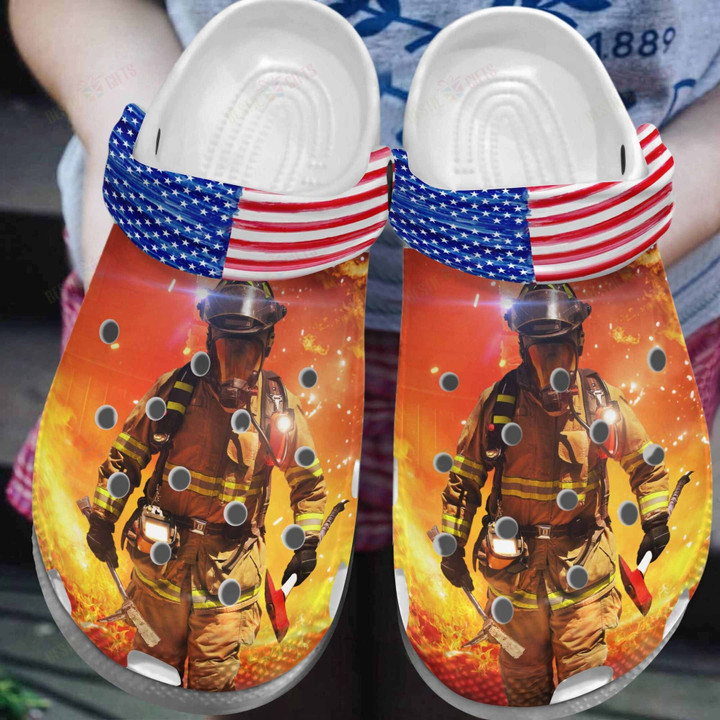 Strong Love Firefighter USA Crocs Classic Clogs Shoes